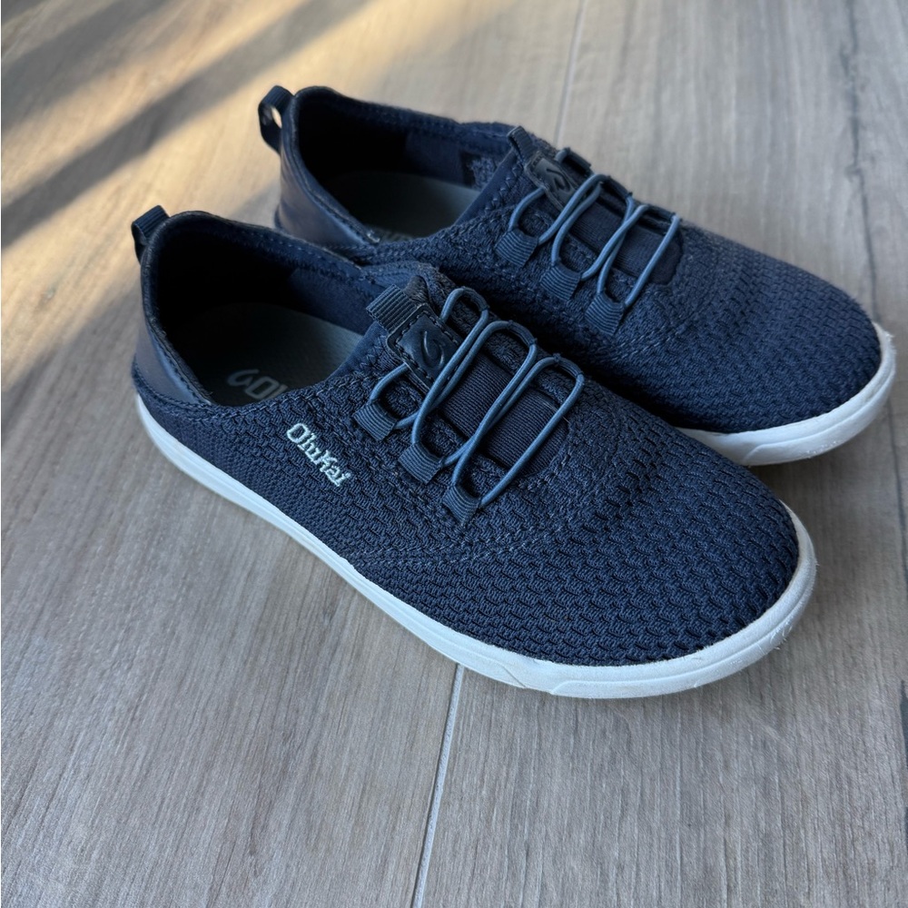OluKai Boys Dark Blue Knit Sneakers